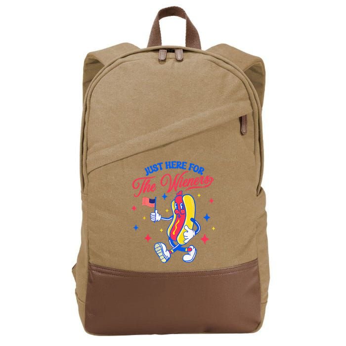 IM Just Here For The Wieners 4th Of July Hot Dog Cotton Canvas Backpack