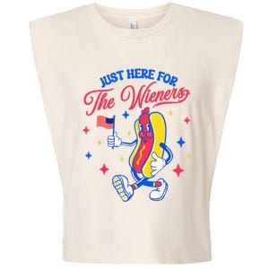 IM Just Here For The Wieners 4th Of July Hot Dog Garment-Dyed Women's Muscle Tee