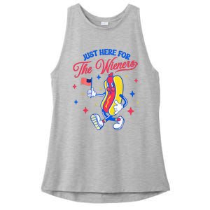 IM Just Here For The Wieners 4th Of July Hot Dog Ladies PosiCharge Tri-Blend Wicking Tank