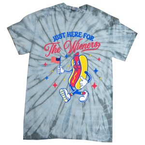 IM Just Here For The Wieners 4th Of July Hot Dog Tie-Dye T-Shirt