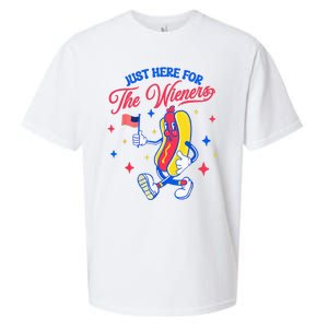 IM Just Here For The Wieners 4th Of July Hot Dog Sueded Cloud Jersey T-Shirt