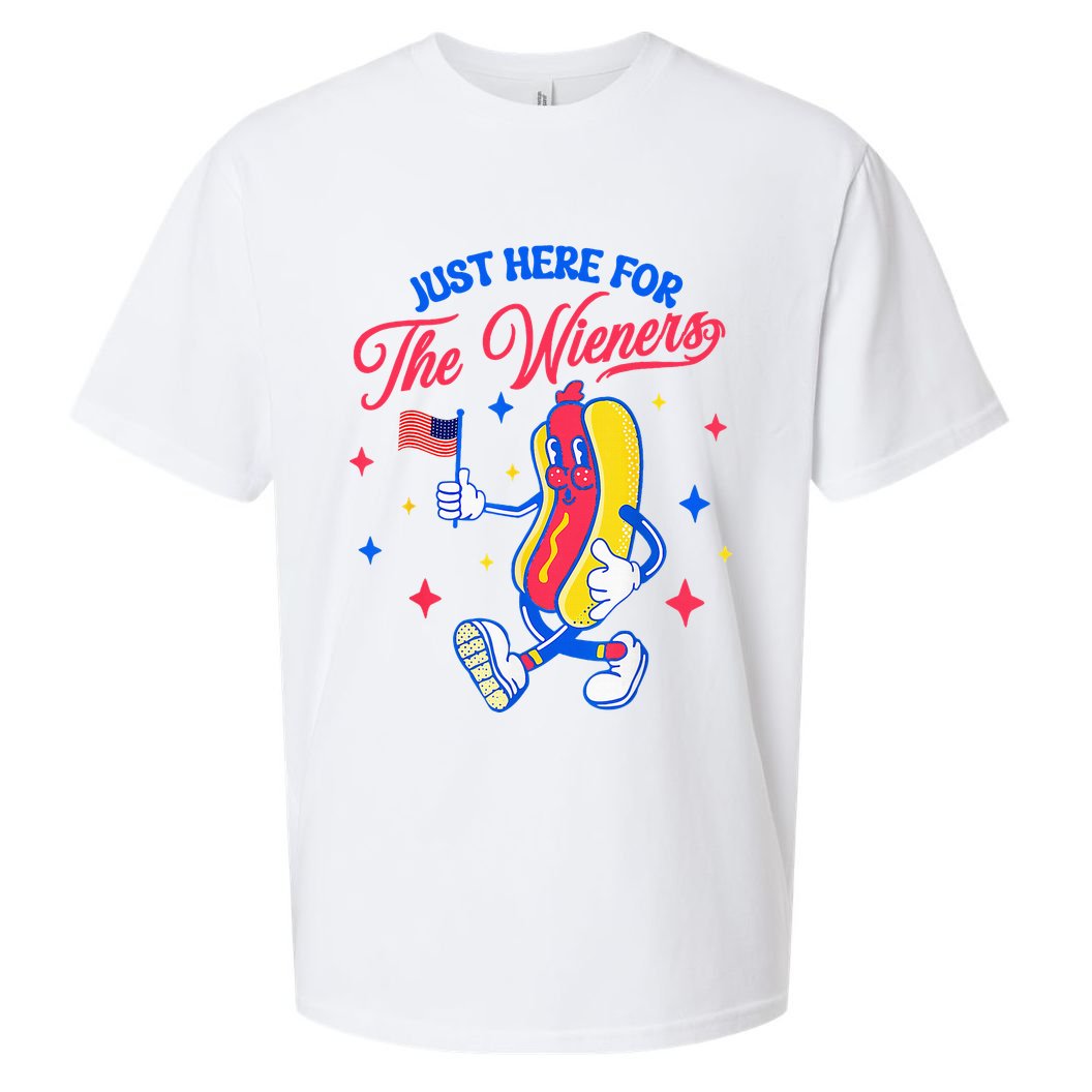 IM Just Here For The Wieners 4th Of July Hot Dog Sueded Cloud Jersey T-Shirt