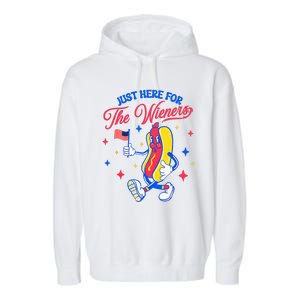 IM Just Here For The Wieners 4th Of July Hot Dog Garment-Dyed Fleece Hoodie