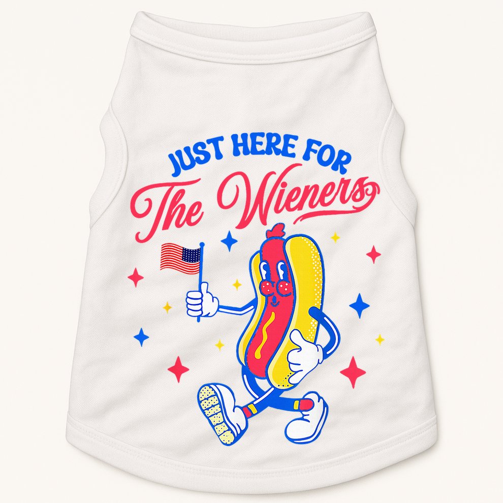 IM Just Here For The Wieners 4th Of July Hot Dog Doggie Tank