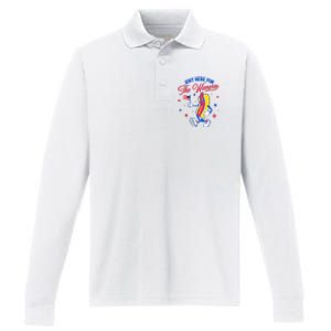 IM Just Here For The Wieners 4th Of July Hot Dog Performance Long Sleeve Polo