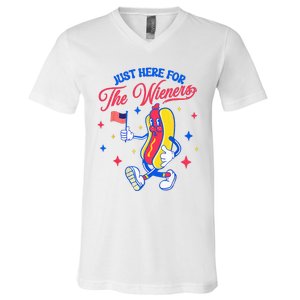 IM Just Here For The Wieners 4th Of July Hot Dog V-Neck T-Shirt