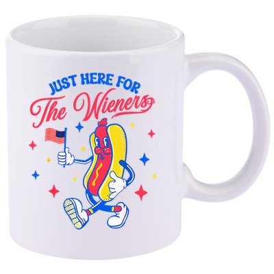 IM Just Here For The Wieners 4th Of July Hot Dog 11oz C Handle Ceramic Mug
