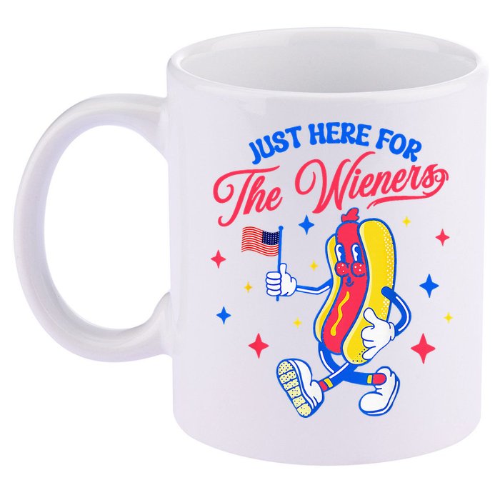 IM Just Here For The Wieners 4th Of July Hot Dog 11oz C Handle Ceramic Mug