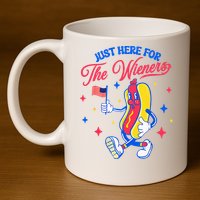 IM Just Here For The Wieners 4th Of July Hot Dog 11oz C Handle Ceramic Mug