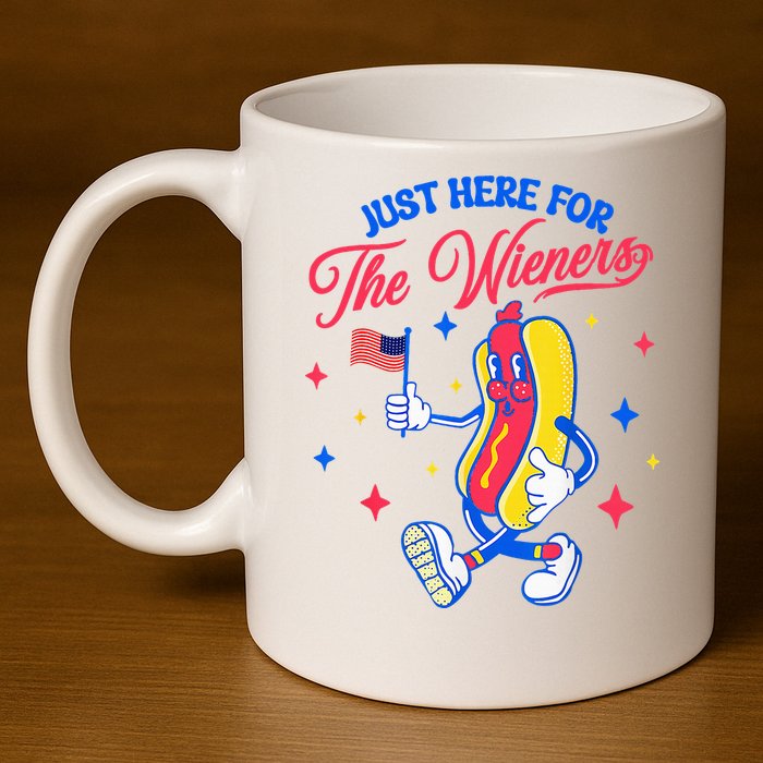 IM Just Here For The Wieners 4th Of July Hot Dog 11oz C Handle Ceramic Mug