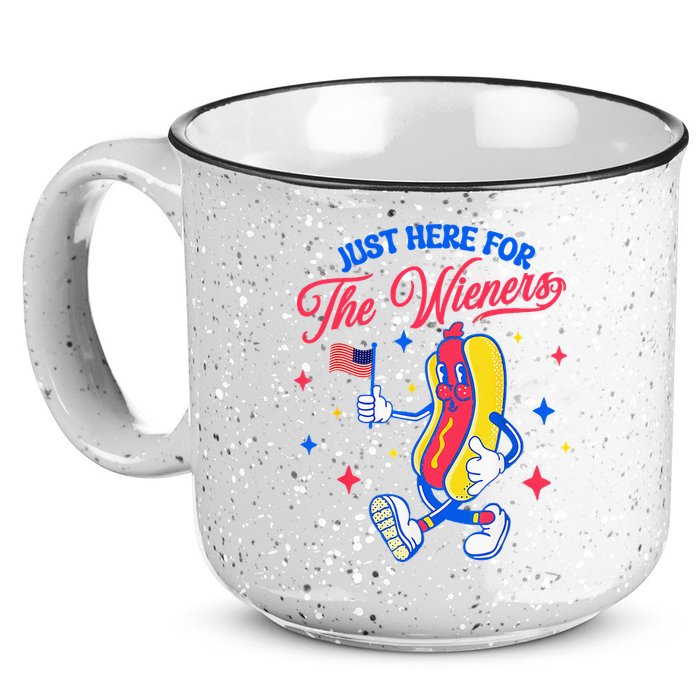 IM Just Here For The Wieners 4th Of July Hot Dog 15oz Campfire Ceramic Mug