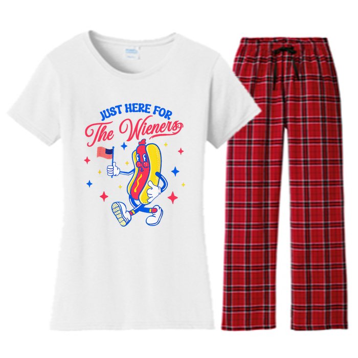 IM Just Here For The Wieners 4th Of July Hot Dog Women's Flannel Pajama Set