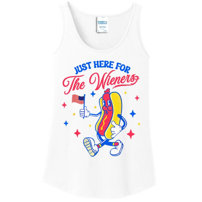 IM Just Here For The Wieners 4th Of July Hot Dog Ladies Essential Tank