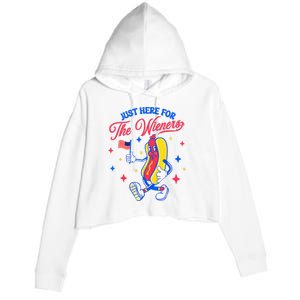 IM Just Here For The Wieners 4th Of July Hot Dog Crop Fleece Hoodie