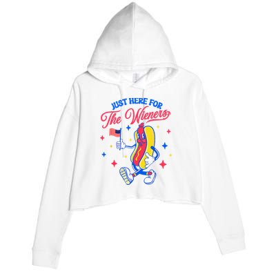 IM Just Here For The Wieners 4th Of July Hot Dog Crop Fleece Hoodie
