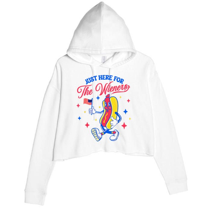 IM Just Here For The Wieners 4th Of July Hot Dog Crop Fleece Hoodie