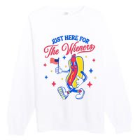 IM Just Here For The Wieners 4th Of July Hot Dog Premium Crewneck Sweatshirt