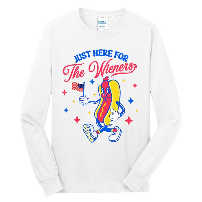 IM Just Here For The Wieners 4th Of July Hot Dog Tall Long Sleeve T-Shirt