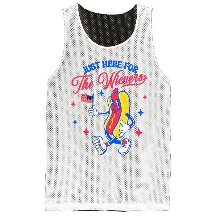 IM Just Here For The Wieners 4th Of July Hot Dog Mesh Reversible Basketball Jersey Tank