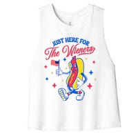 IM Just Here For The Wieners 4th Of July Hot Dog Women's Racerback Cropped Tank