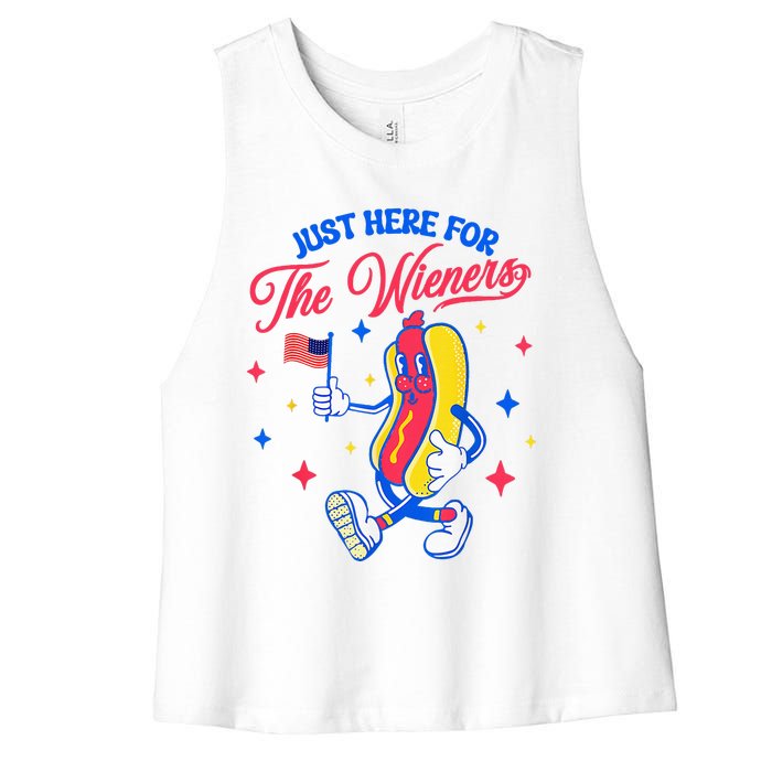 IM Just Here For The Wieners 4th Of July Hot Dog Women's Racerback Cropped Tank