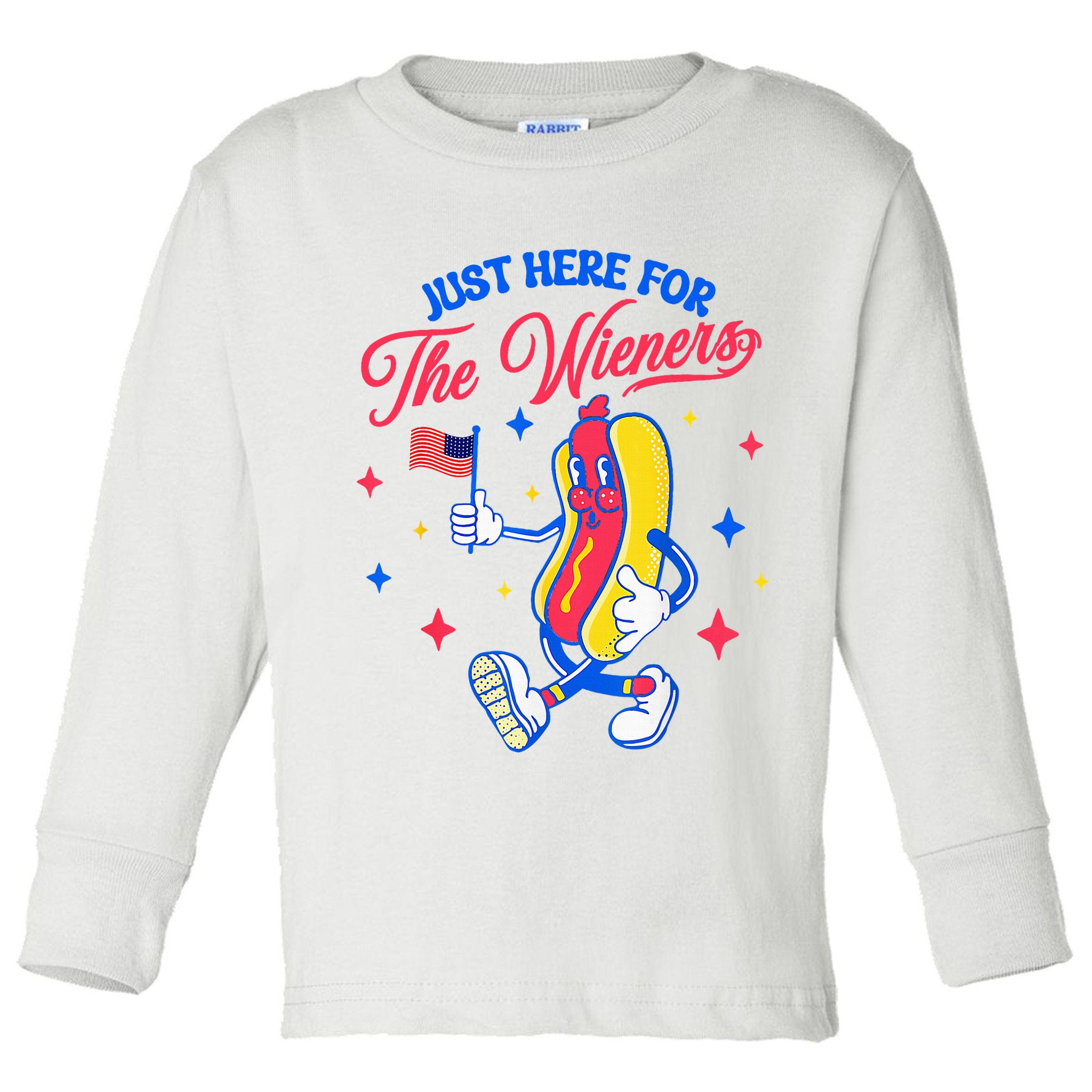IM Just Here For The Wieners 4th Of July Hot Dog Toddler Long Sleeve Shirt