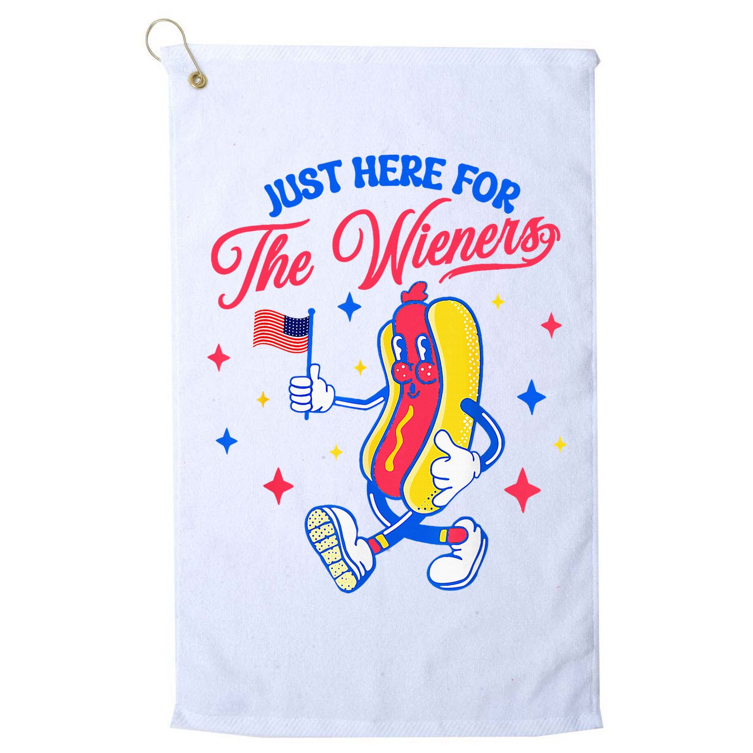 IM Just Here For The Wieners 4th Of July Hot Dog Golf Towel