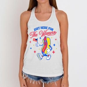 IM Just Here For The Wieners 4th Of July Hot Dog Women's Knotted Racerback Tank