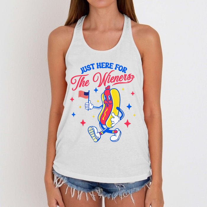 IM Just Here For The Wieners 4th Of July Hot Dog Women's Knotted Racerback Tank