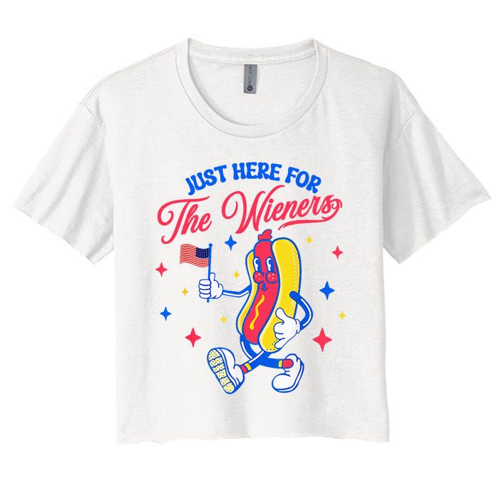 IM Just Here For The Wieners 4th Of July Hot Dog Women's Crop Top Tee