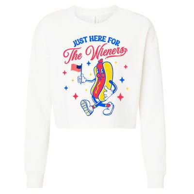 IM Just Here For The Wieners 4th Of July Hot Dog Cropped Pullover Crew
