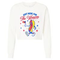 IM Just Here For The Wieners 4th Of July Hot Dog Cropped Pullover Crew