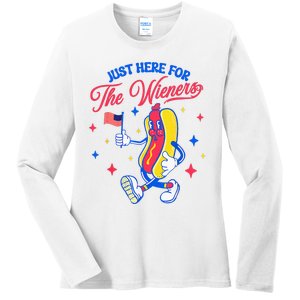 IM Just Here For The Wieners 4th Of July Hot Dog Ladies Long Sleeve Shirt