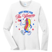 IM Just Here For The Wieners 4th Of July Hot Dog Ladies Long Sleeve Shirt