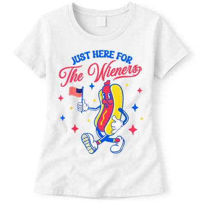IM Just Here For The Wieners 4th Of July Hot Dog Womens T-Shirt