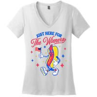 IM Just Here For The Wieners 4th Of July Hot Dog Women's V-Neck T-Shirt