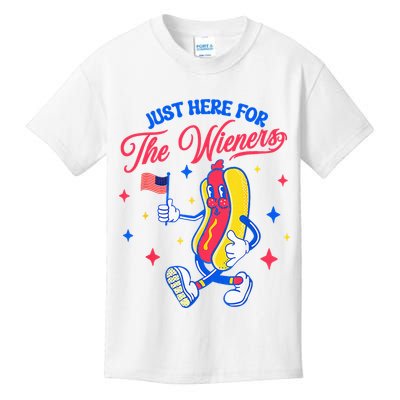IM Just Here For The Wieners 4th Of July Hot Dog Kids T-Shirt