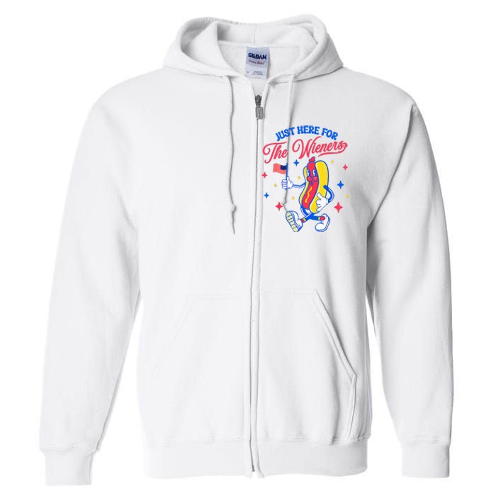 IM Just Here For The Wieners 4th Of July Hot Dog Full Zip Hoodie