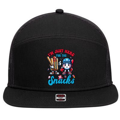 IM Just Here For The Snacks Baseball Lovers 4th Of July Gift 7 Panel Mesh Trucker Snapback Hat