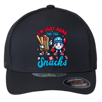 IM Just Here For The Snacks Baseball Lovers 4th Of July Gift Flexfit Unipanel Trucker Cap