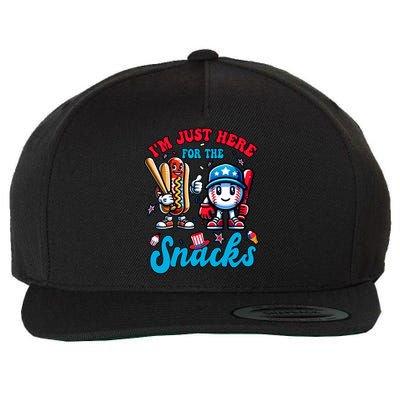 IM Just Here For The Snacks Baseball Lovers 4th Of July Gift Wool Snapback Cap