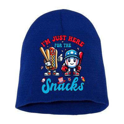 IM Just Here For The Snacks Baseball Lovers 4th Of July Gift Short Acrylic Beanie