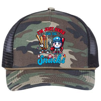 IM Just Here For The Snacks Baseball Lovers 4th Of July Gift Retro Rope Trucker Hat Cap