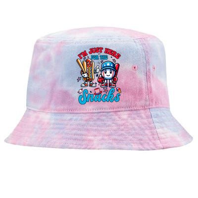 IM Just Here For The Snacks Baseball Lovers 4th Of July Gift Tie-Dyed Bucket Hat