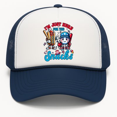 IM Just Here For The Snacks Baseball Lovers 4th Of July Gift Trucker Hat