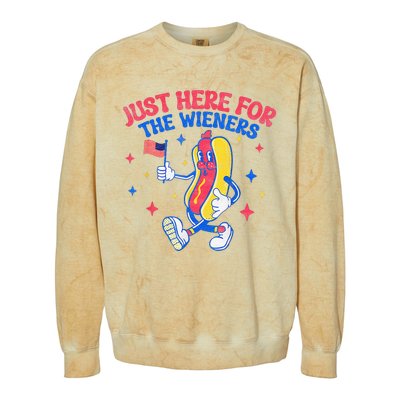 IM Just Here For The Wieners 4th Of July Hot Dog Colorblast Crewneck Sweatshirt