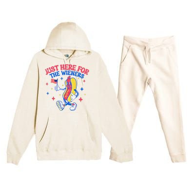 IM Just Here For The Wieners 4th Of July Hot Dog Premium Hooded Sweatsuit Set