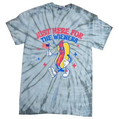 IM Just Here For The Wieners 4th Of July Hot Dog Tie-Dye T-Shirt