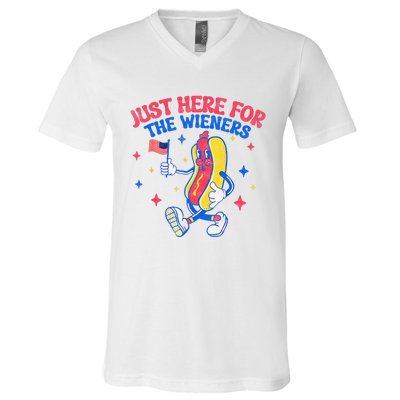 IM Just Here For The Wieners 4th Of July Hot Dog V-Neck T-Shirt