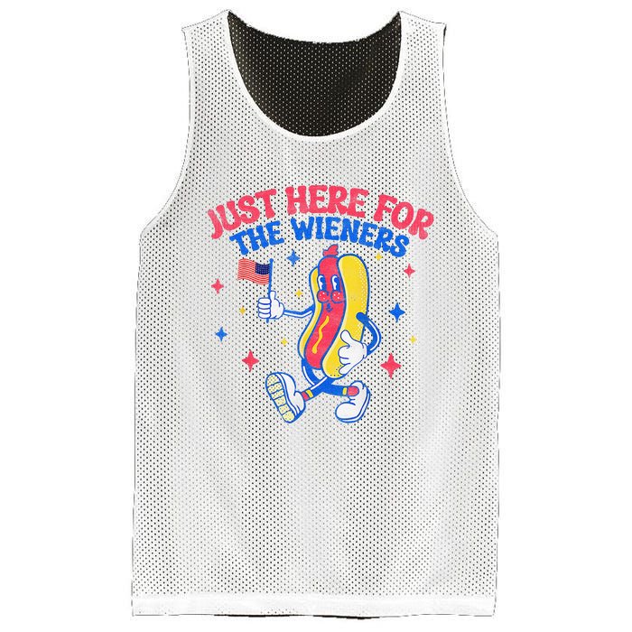 IM Just Here For The Wieners 4th Of July Hot Dog Mesh Reversible Basketball Jersey Tank